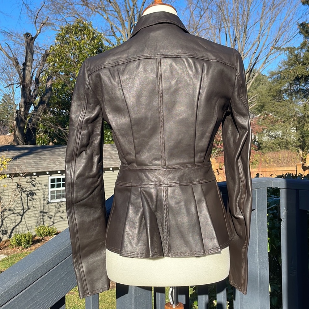 Burberry Dark Brown Leather Jacket - Picture 7 of 11